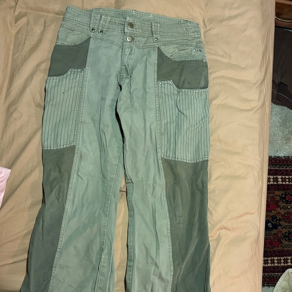 Men's Green Patchwork Pants